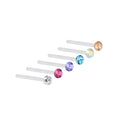 Set de 6 piercings para la nariz de plata multicolor
