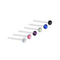 Juego de 6 piercings para la nariz de plata multicolor