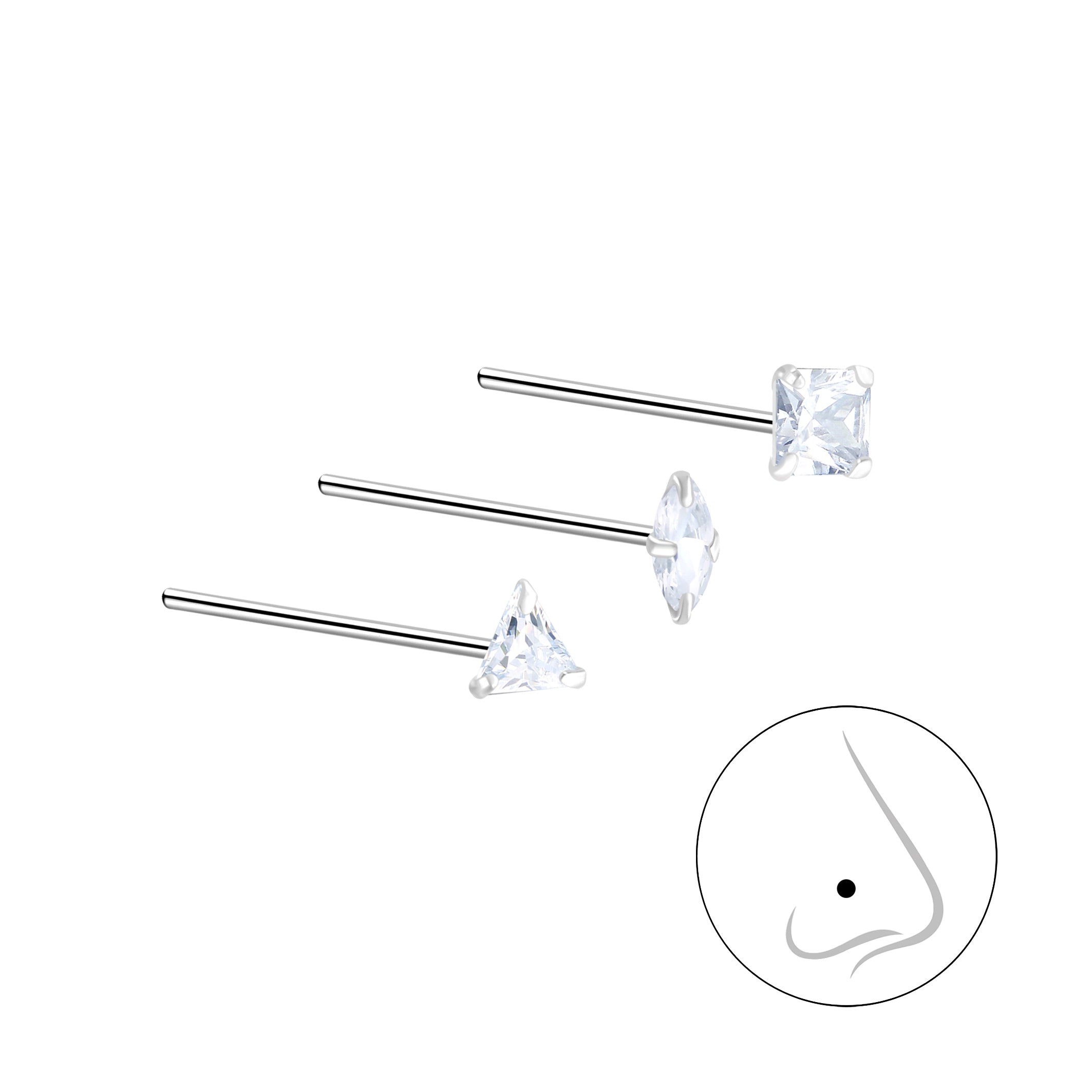 Conjunto de joyas para la nariz de plata mixta