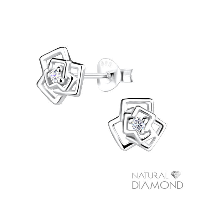 Pendientes de plata ley 925 y diamante
