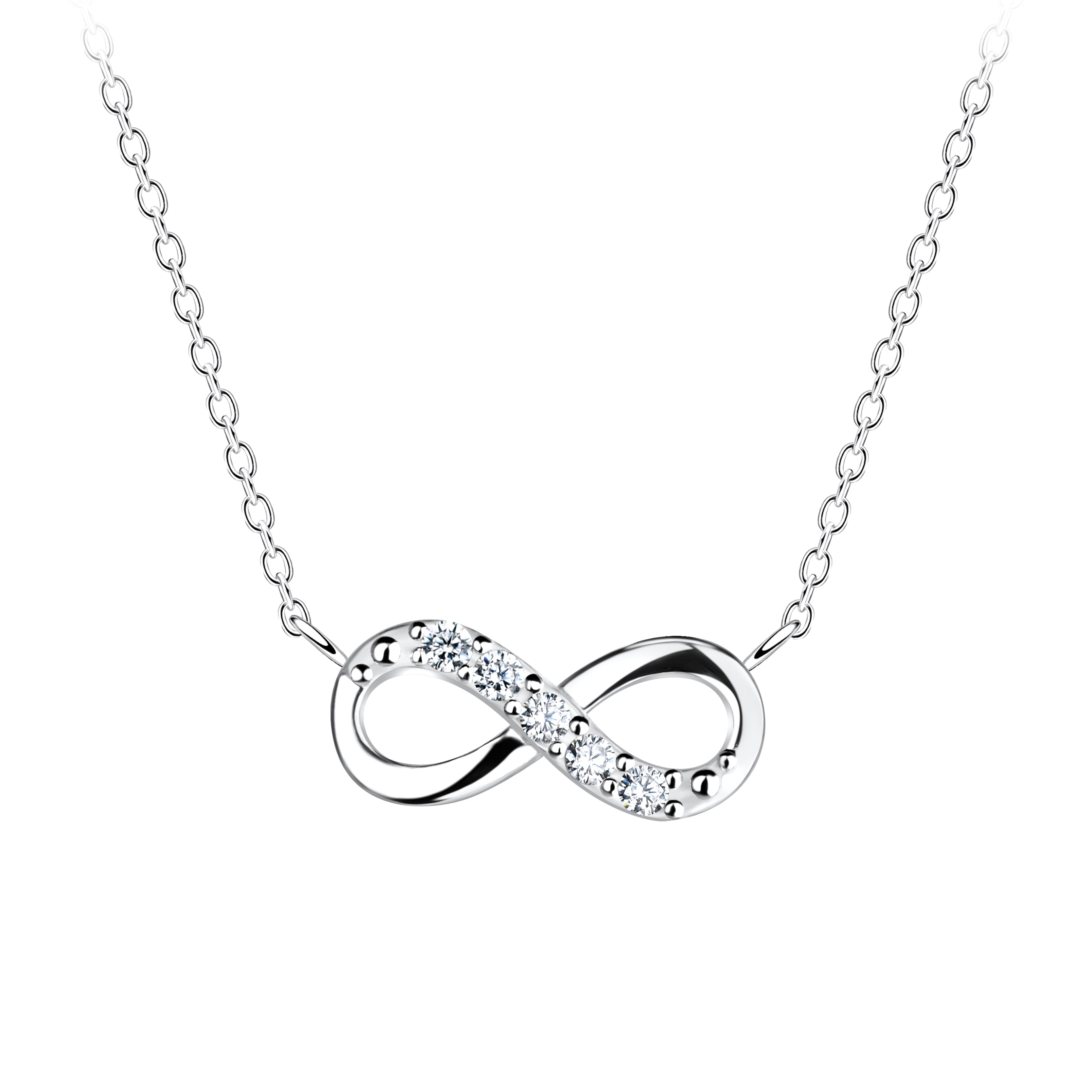 Cadena de plata con dije infinito brillante