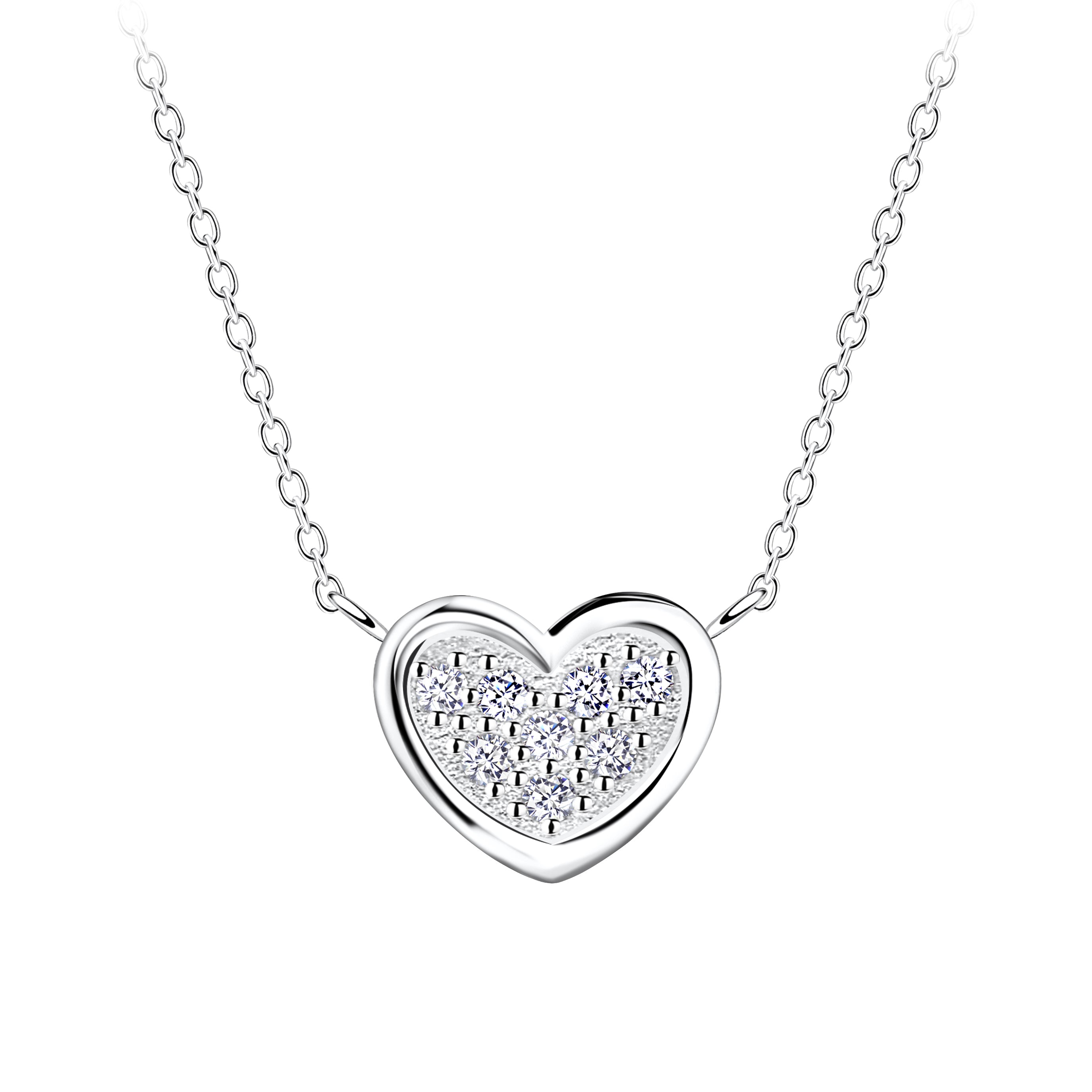 Cadena de plata con dije de corazón sólido