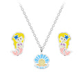 Conjunto de collar y pendientes de sirena de plata