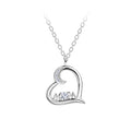 Collar de corazón de plata - Blanco