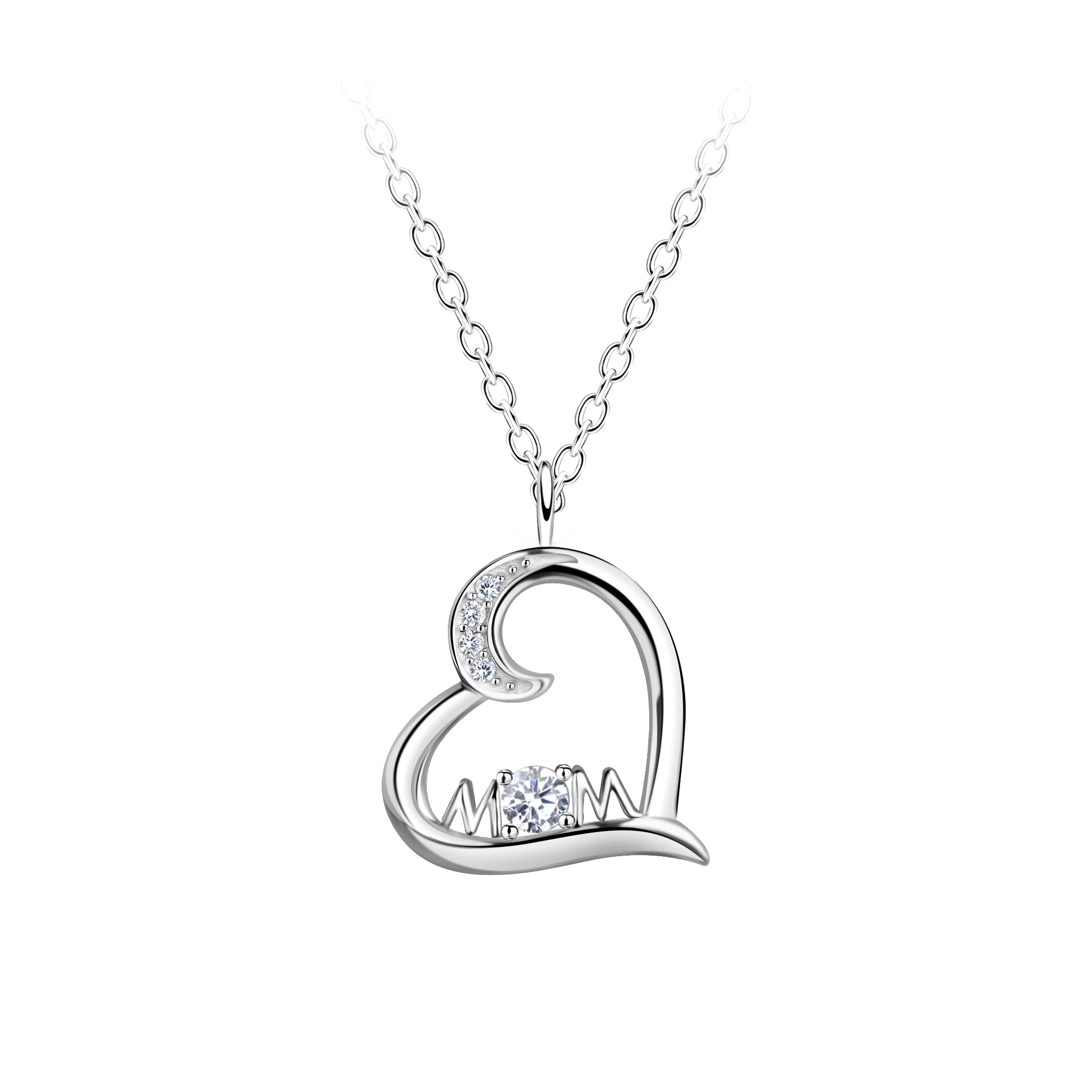 Collar de corazón de plata - Blanco