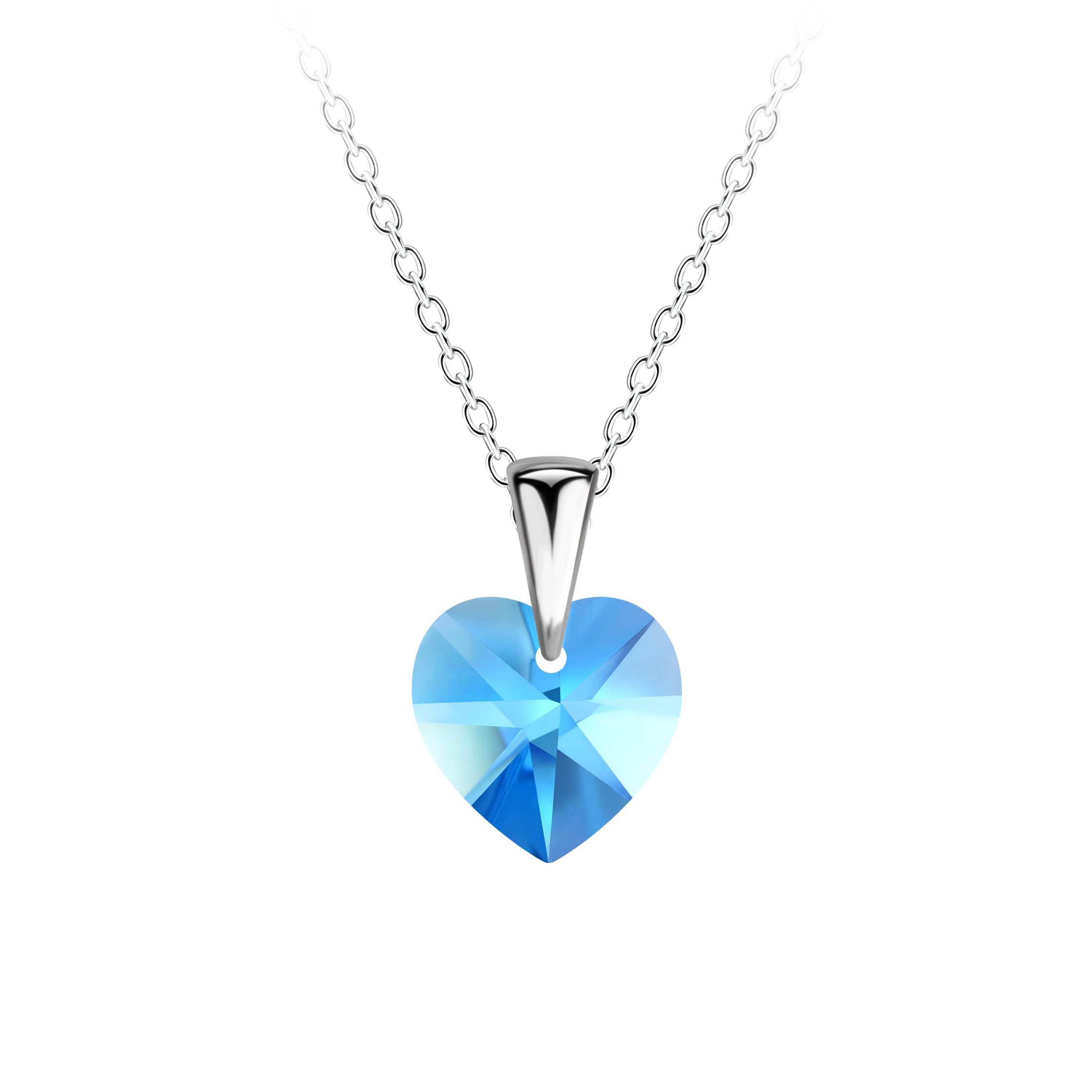 Collar de corazón de plata azul