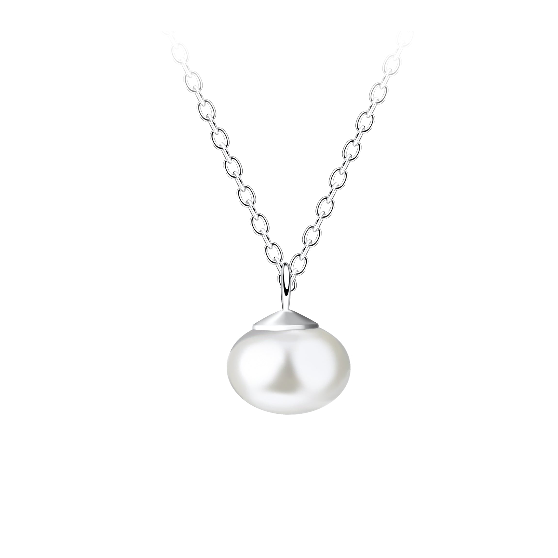 Collar de plata con perlas de agua dulce de 6 mm - Blanco