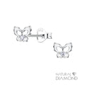 Pendientes de mariposa de plata ley 925 y diamante