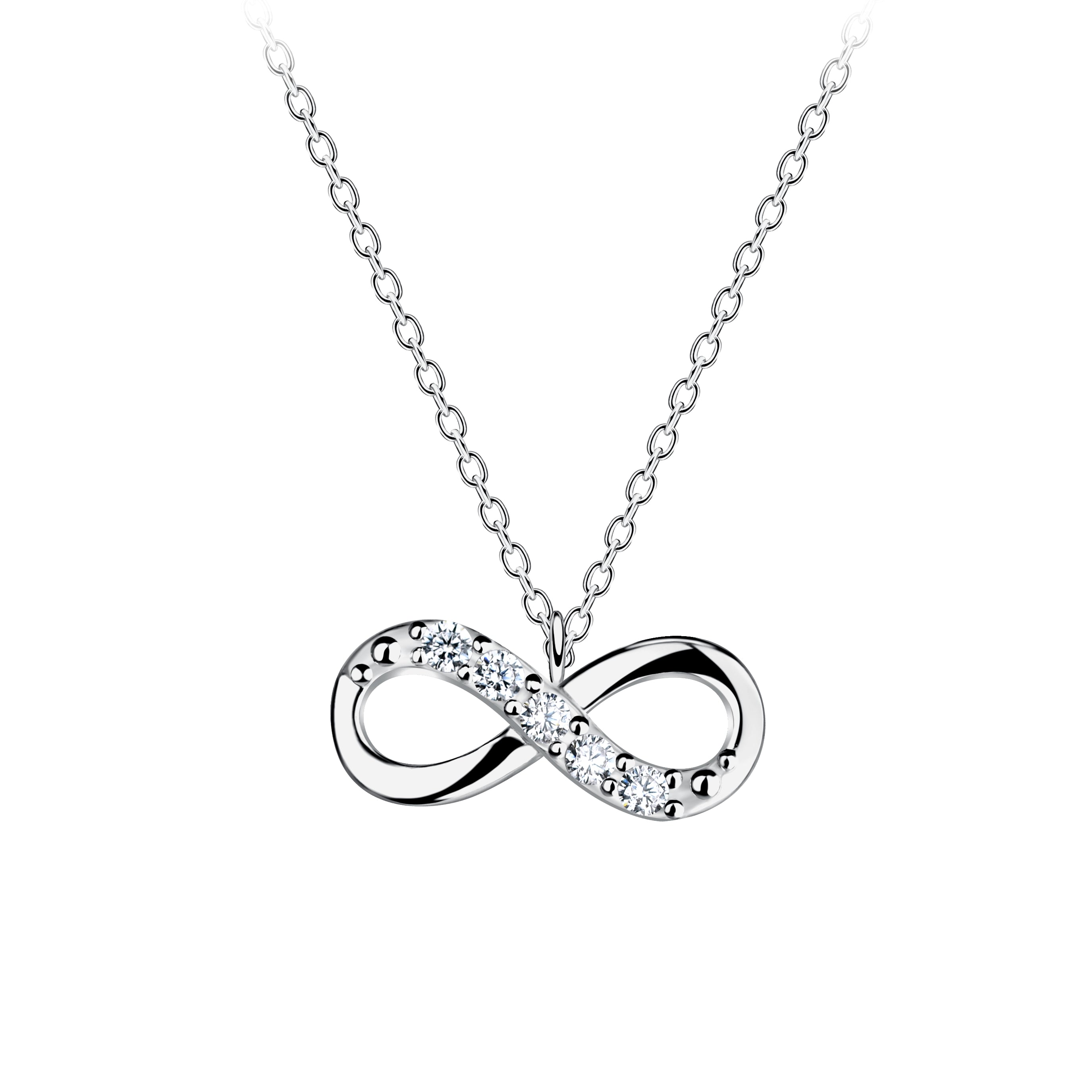 Collar Infinito de Plata - Blanco