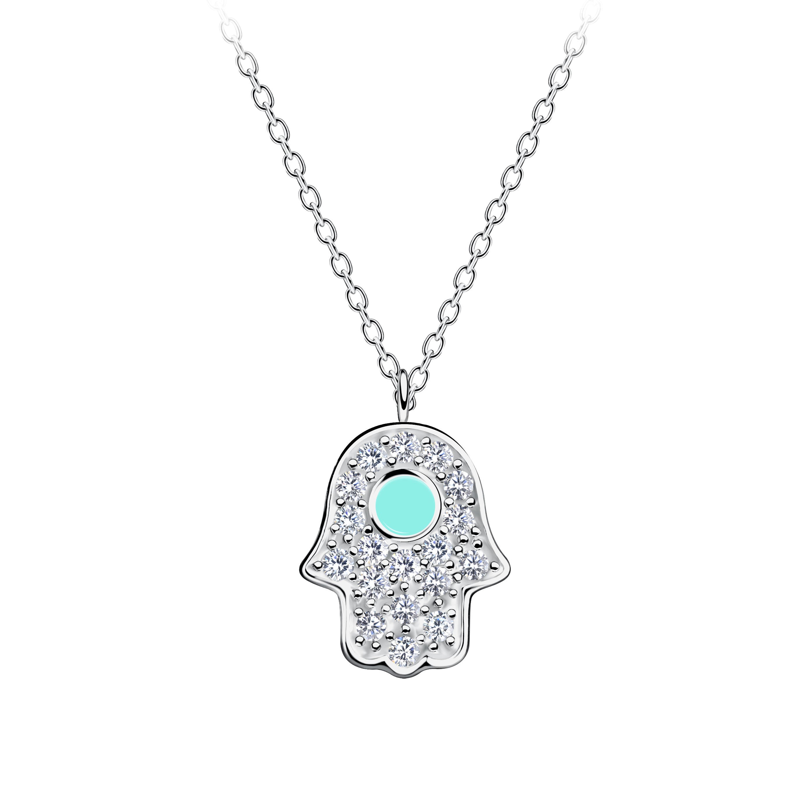 Collar de plata con hamsa