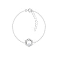 Pulsera de plata con dije hexagonal - Blanca