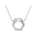 Collar hexagonal de plata - Blanco