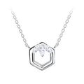 Collar hexagonal de plata - Blanco