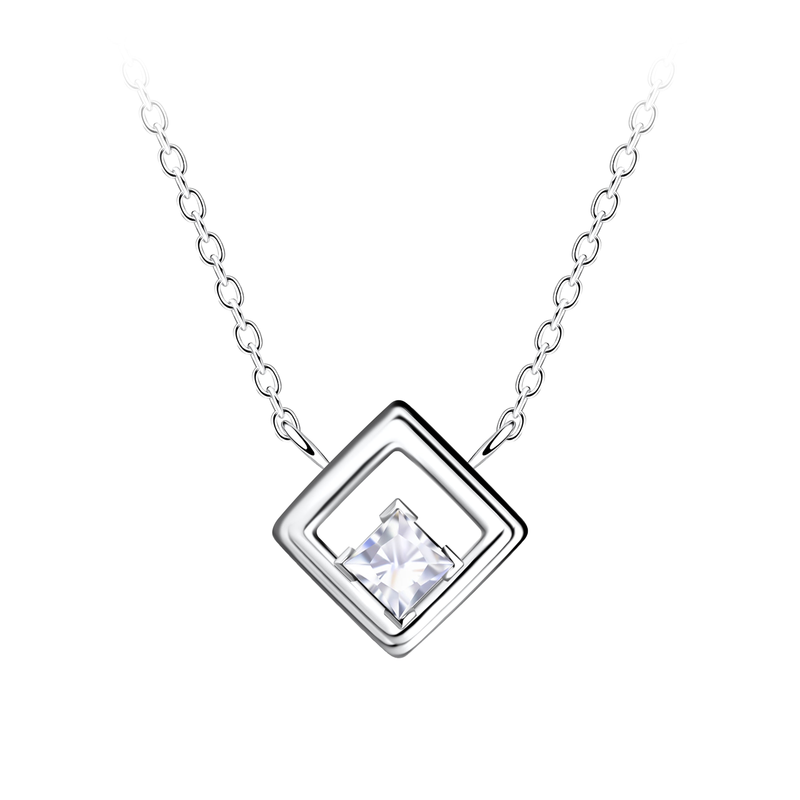 Collar cuadrado de plata - Blanco