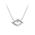Collar de plata con forma de diamante - Blanco