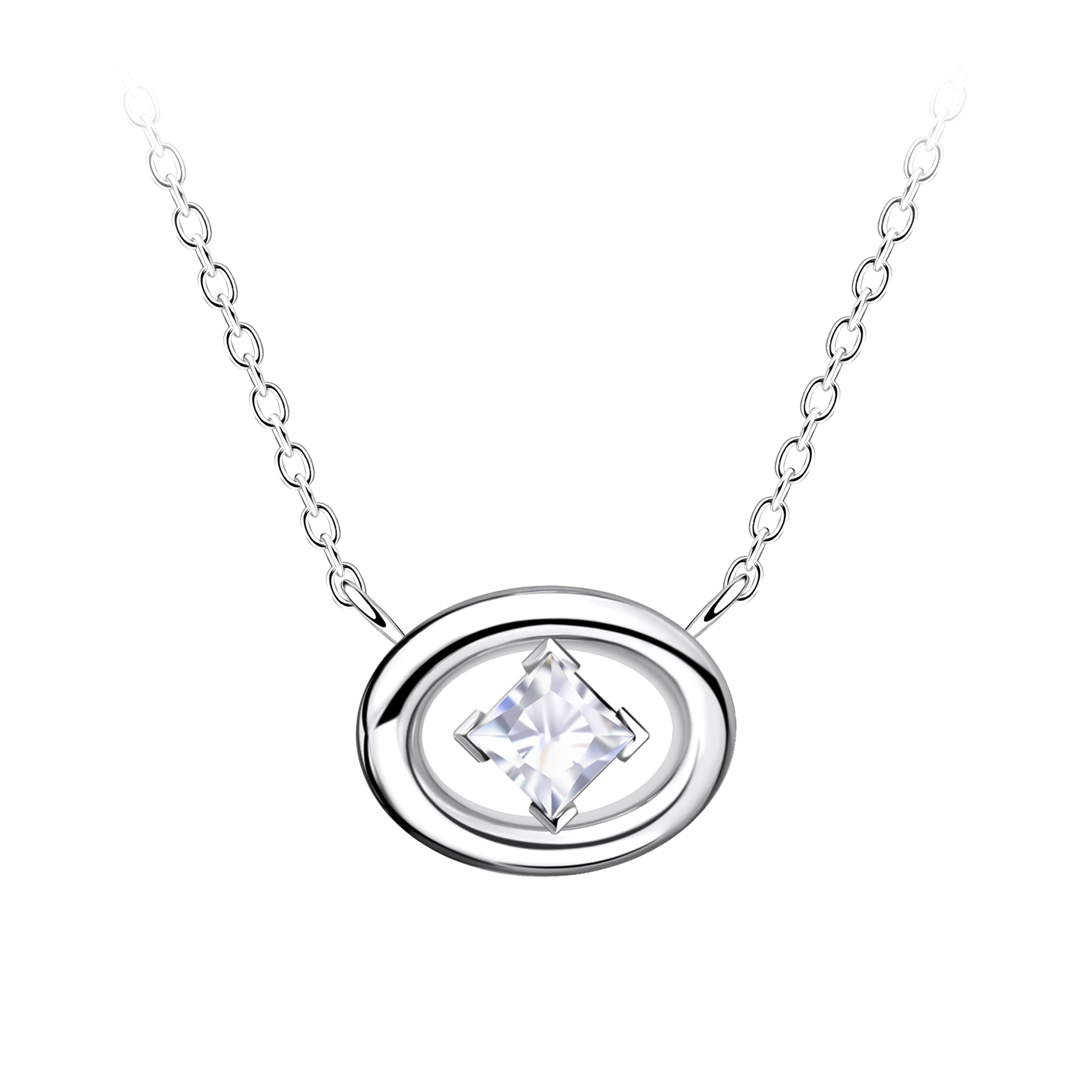 Collar ovalado de plata - Blanco