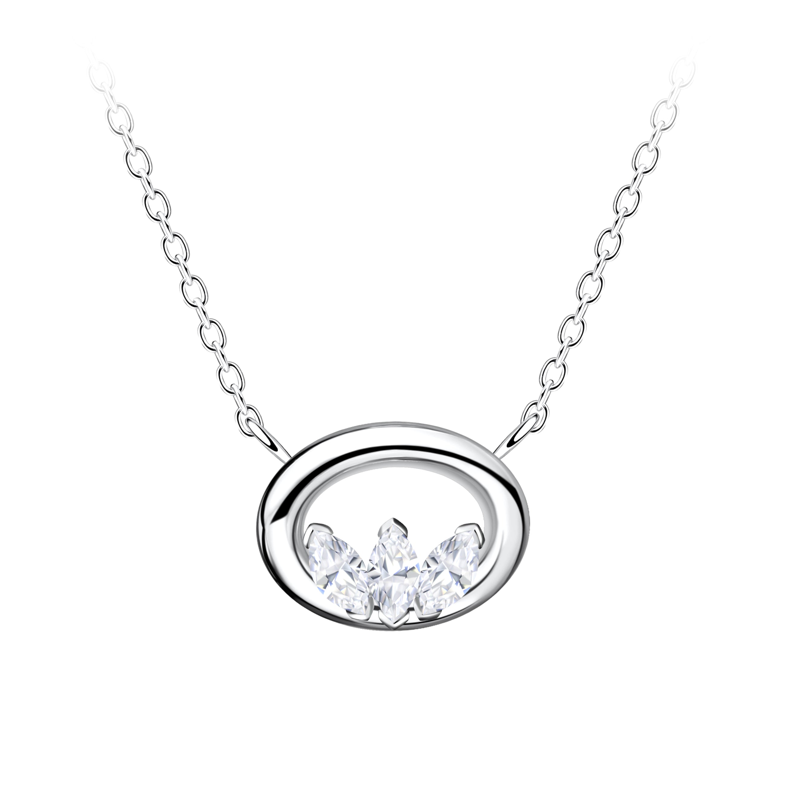 Collar ovalado de plata - Blanco
