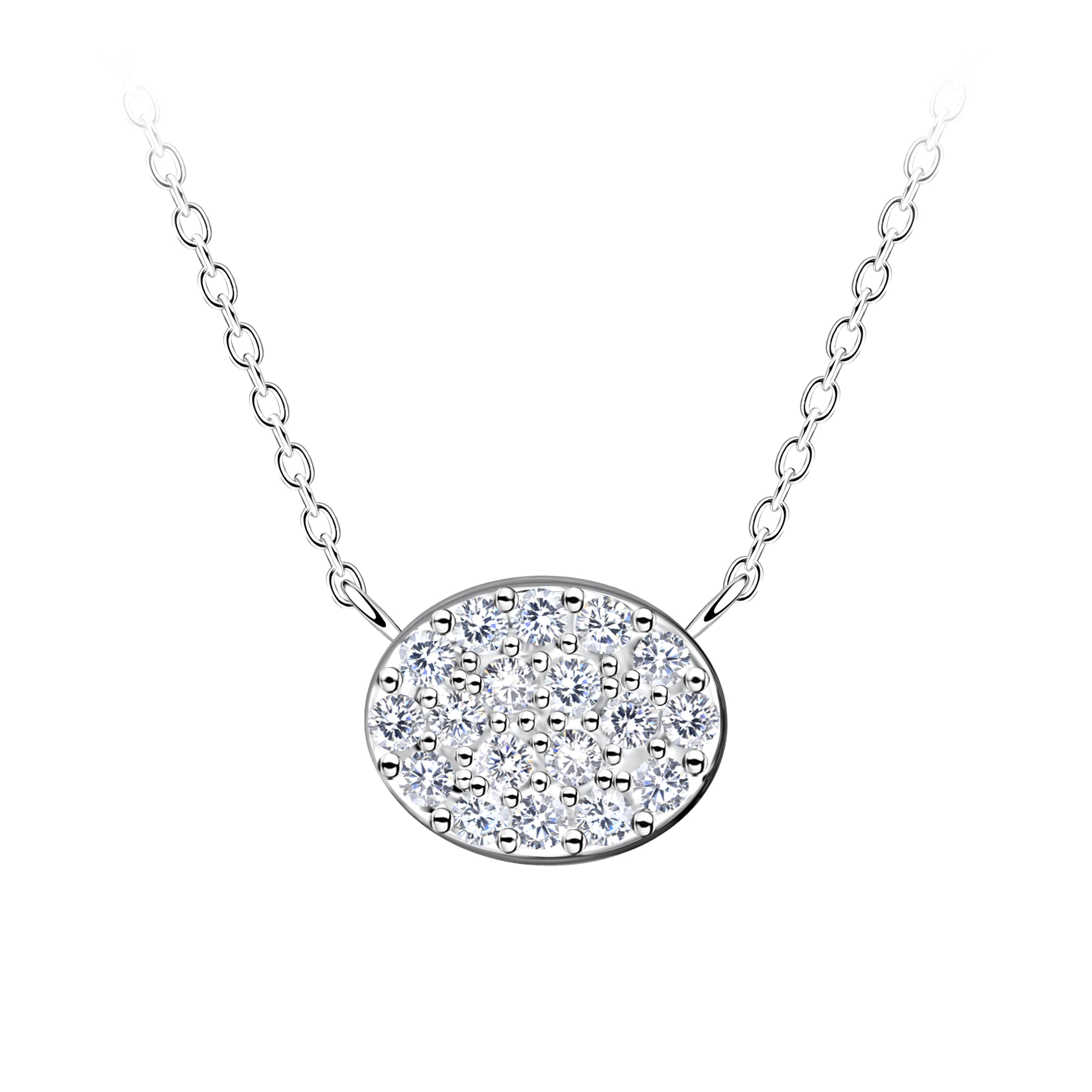 Collar ovalado de plata - Blanco