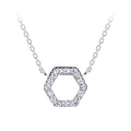 Collar hexagonal de plata - Blanco