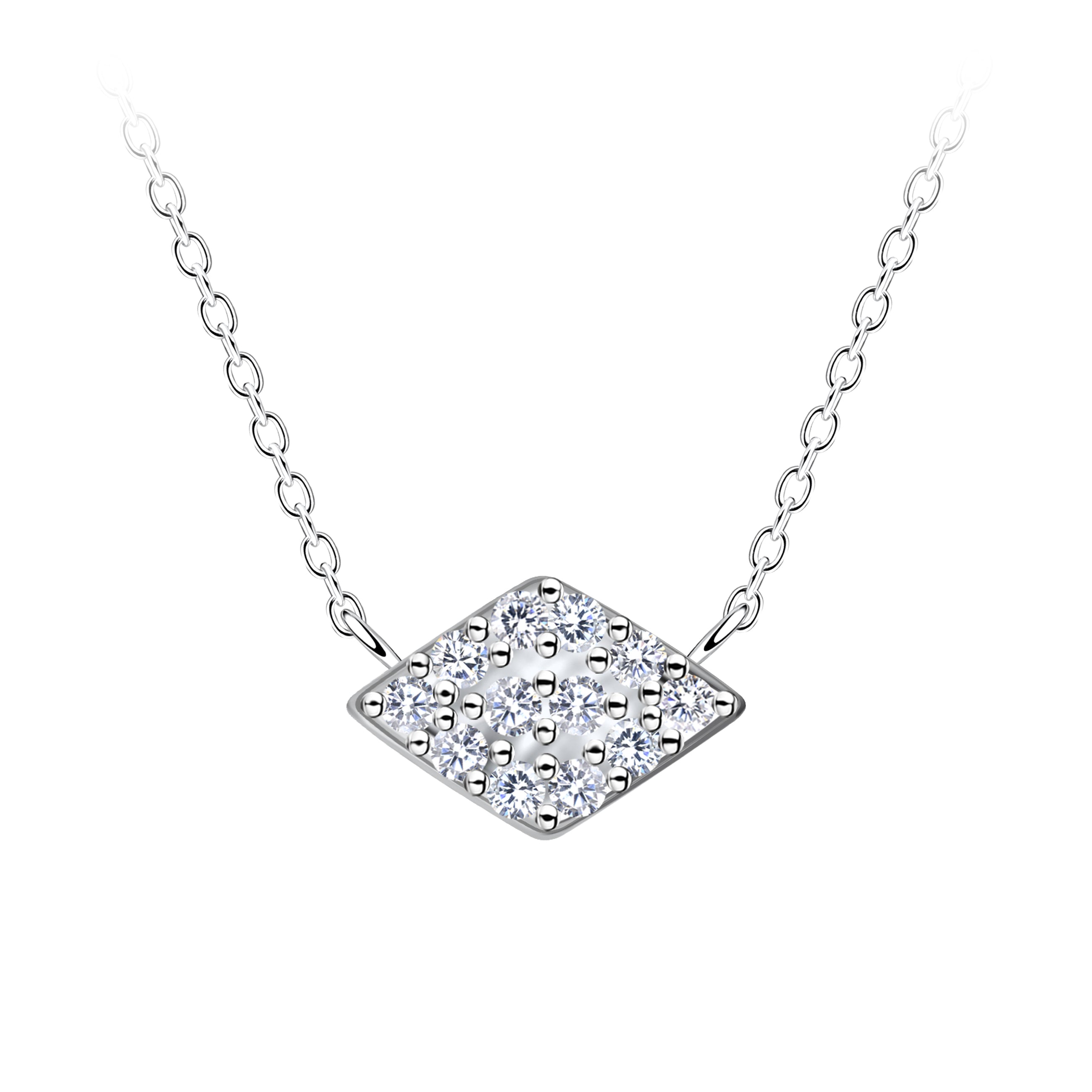 Collar de plata con forma de diamante - Blanco