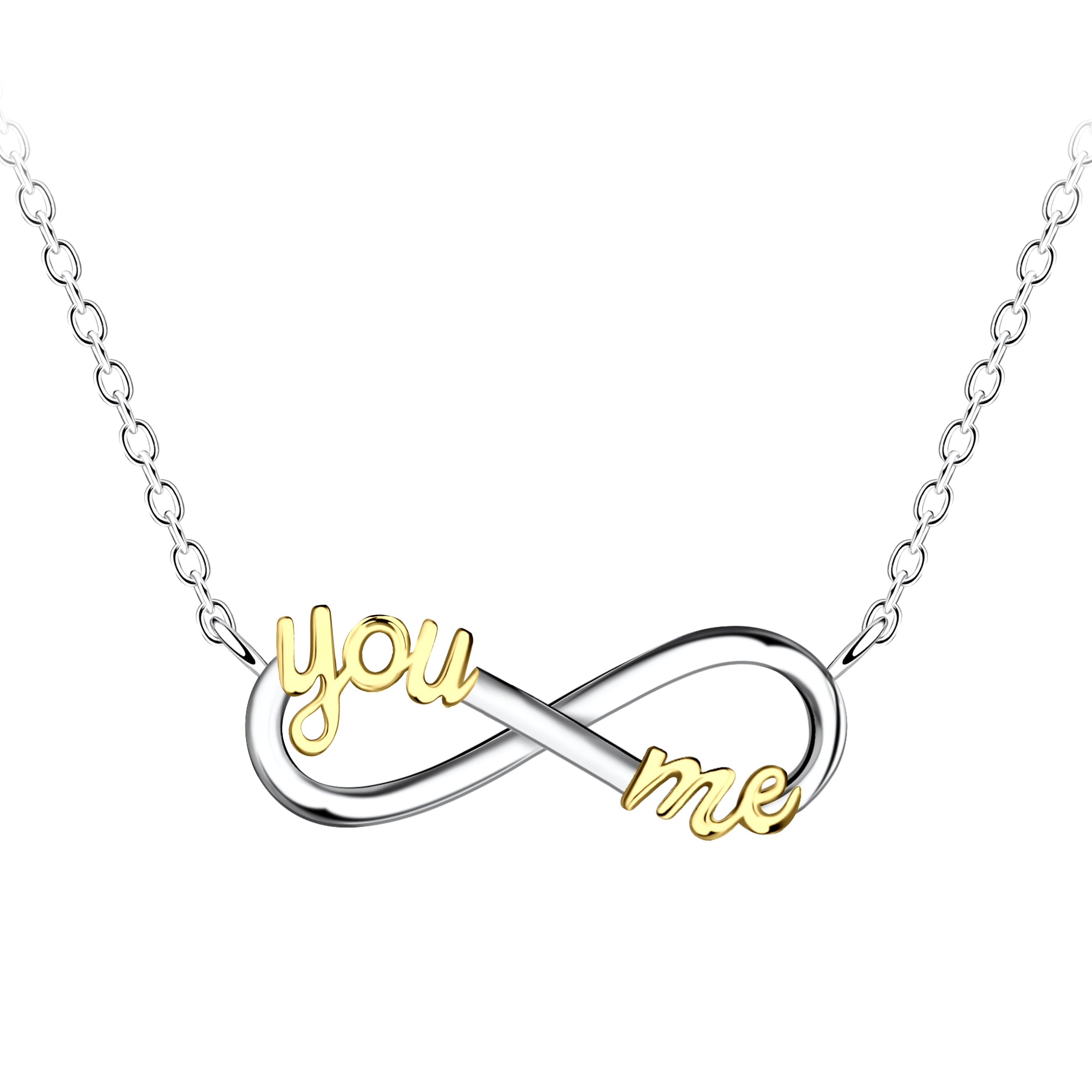 Cadena de plata con dije de infinito tu y yo