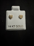 Aretes de oro corazón dorado 14k