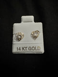 Aretes de oro 14K: Corazón centro de zirconia