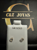 Aretes de oro 14k: Topitos zirconia blanca brillante