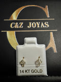 Aretes de oro 14K: Cruz Dorada