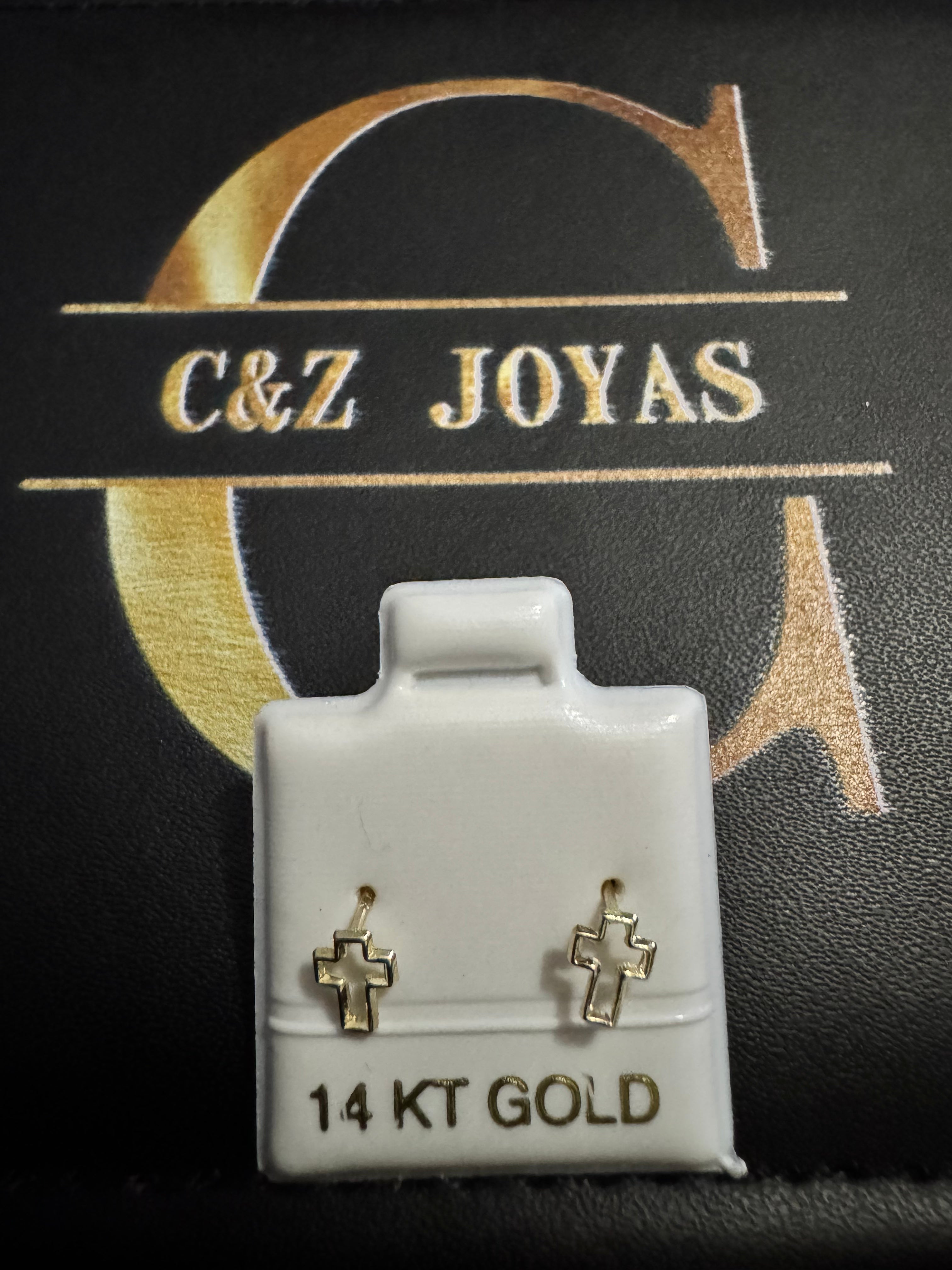 Aretes de oro 14K: Cruz Dorada