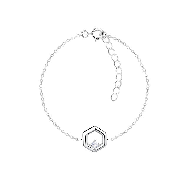 Pulsera hexagonal de plata - Blanca